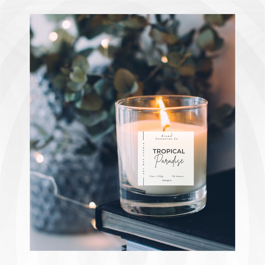 Tropical Paradise&nbsp;is an exquisite blend of silky bamboo, rich coconut cream, succulent pineapples, and a base of orchids. Imagine the outdoors—freshly cut grass, damp leaves, and the warm sun on your skin. This candle captures the essence of sunny days by the ocean, perfect for beach and fruit enthusiasts.&nbsp;